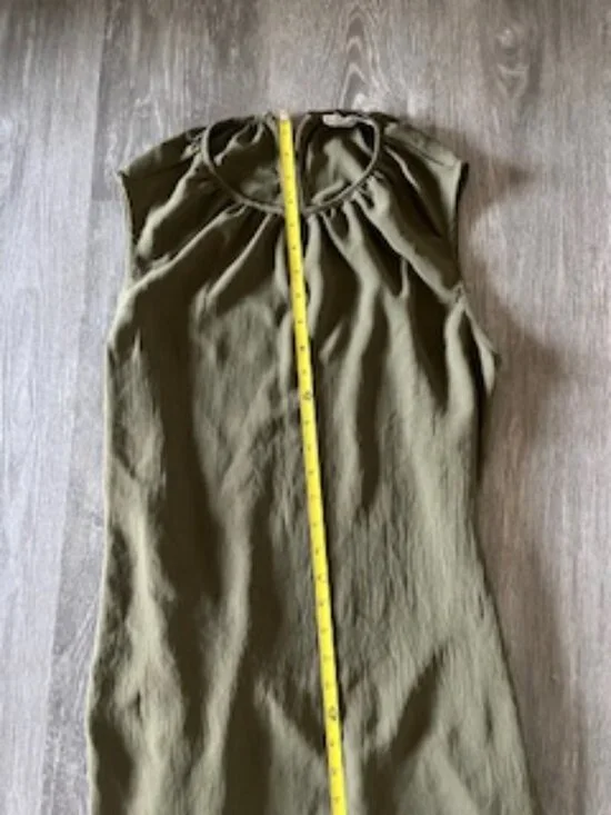 Mango Olive Midi Dress Side Slits Women's S - Picture 8 of 10